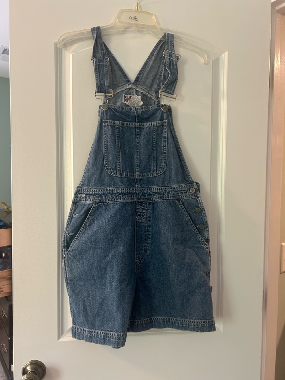 bill blass Light Blue Denim Overalls with Red Logo Tag